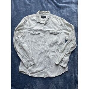 INC International Concepts Shirt Mens Size L White Striped Snap Rockabilly Club